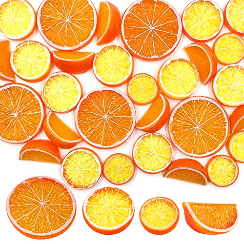 SNAIL GARDEN 30 künstliche Zitronenscheiben, 20 x Limettenscheiben + 10 x künstliche Zitronenblöcke, doppelseitig, dekorativ, für Partys, Foto-Requisiten, Dekoration (orange) von SNAIL GARDEN