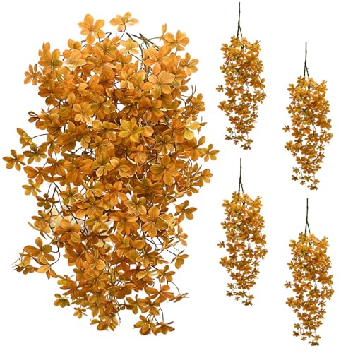 SNAIL GARDEN 4 Bündel Realistische Künstliche Hänge-Ficus - 100cm Herbstzweige mit Blütenförmigen Knallorangenen Blättern & Grünen Adern für Mehrschichtige Herbstdeko, Abnehmbare Blätter für DIY SNAIL GARDEN 4 Bündel Realistische Künstliche Hänge-Ficus - 100cm Herbstzweige mit Blütenförmigen Knallorangenen Blättern & Grünen Adern für Mehrschichtige Herbstdeko, Abnehmbare Blätter für DIY von SNAIL GARDEN