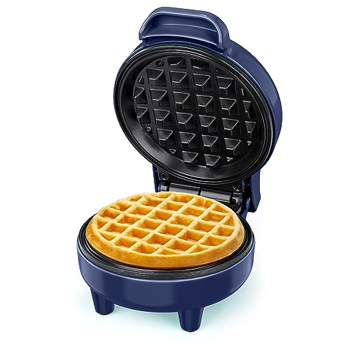 SNAILAR Mini Waffeleisen Belgische Waffel Maschine Kleines Waffeleisen Klassische, für Kindergeburtstage, Familienfeiern, Ostern oder Weihnachten, Niedlich kompaktes Design, 550 Watt, Blau von SNAILAR