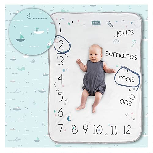 SNAP THE MOMENT Photobooth 2-in-1-Decke, 100% Baumwolle, Aquamarin von SNAP THE MOMENT