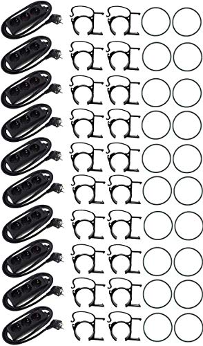20 x THE SNAP Traversenklammer Schwarz mit Steckdosenhalter incl. Gummiring + 10 x 3-fach Schuko Steckdosenleiste (20x SNAP Schwarz incl. O-Ring + 10x 3-fach Leiste) von SNAP