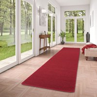 Feinschlingen Läufer Velour Teppich Strong Rot - 100x100 cm von SNAPSTYLE