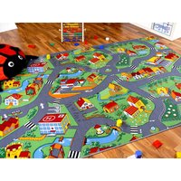 Snapstyle - Kinder Spiel Teppich Little Village Grün - 100x100 cm von SNAPSTYLE