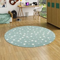 Snapstyle - Kinder Spiel Teppich Sterne Mintgrün Rund - 100 cm Rund von SNAPSTYLE