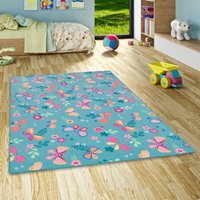 Snapstyle - Kinder Spiel Teppich Schmetterling Türkis - 80x160 cm von SNAPSTYLE