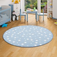 Snapstyle - Kinder Spiel Teppich Sterne Blau Rund - 160 cm Rund von SNAPSTYLE