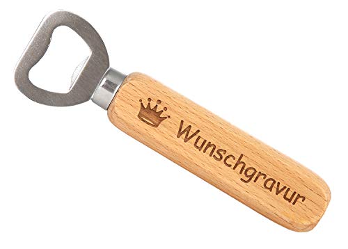 SNEG Flaschenöffner aus Holz mit Gravur (Text + Motiv) (einseitige Gravur) von SNEG
