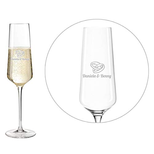 Sektglas mit individueller persönlicher Gravur (Motiv + Text) | Champagnerglas (einzeln) von SNEG