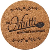 Topfuntersetzer Aus Kork Mit "Bei Mutti Schmeckt's Am Besten" Motiv von SNEGde