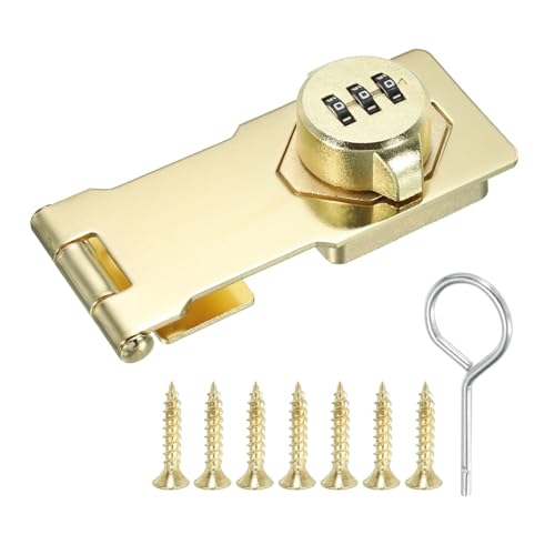 2 Stück Kombinationsschloss, Dreiloch-Passwort-Haspenschlösser mit 3-stelligem Passwort for Schublade und Schrank, Goldton Für Cupboard, Schranktüren 2 Stück Kombinationsschloss, Dreiloch-Passwort-Haspenschlösser mit 3-stelligem Passwort for Schublade und Schrank, Goldton Für Cupboard, Schranktüren von SNGUOQ