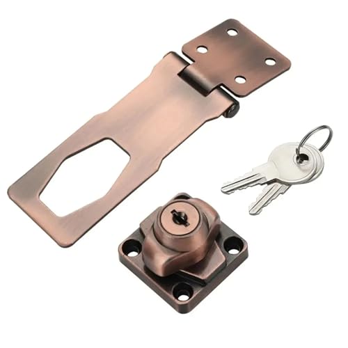 2 Stück Zinklegierungs-Schlüssel-Haspenschloss, Schlagfrei, Einbruchsicher, Sicherheitsschnalle For Zuhause, Büro Für Cupboard, Schranktüren(3 inch-Red Bronze) von SNGUOQ