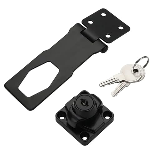 2 Stück Zinklegierungs-Schlüssel-Haspenschloss, Schlagfrei, Einbruchsicher, Sicherheitsschnalle For Zuhause, Büro Für Cupboard, Schranktüren(Black,4inch) von SNGUOQ