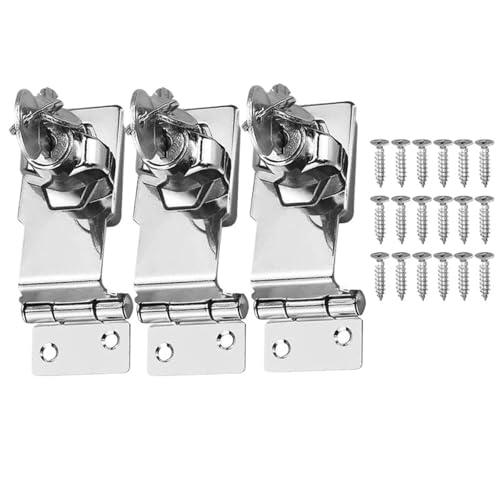 3 Stück Verriegelungshaspe mit Klammer, Schlüssel-Haspe, Sicherheitsschnalle for Büro, Schuppen, Schranktür Für Cupboard, Schranktüren(2.5 inch-3PCS) von SNGUOQ
