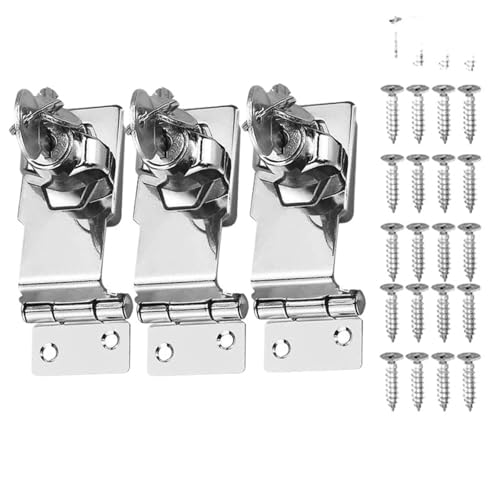 3 Stück Verriegelungshaspe mit Klammer, Schlüssel-Haspe, Sicherheitsschnalle for Büro, Schuppen, Schranktür Für Cupboard, Schranktüren(4 inch-3PCS) von SNGUOQ