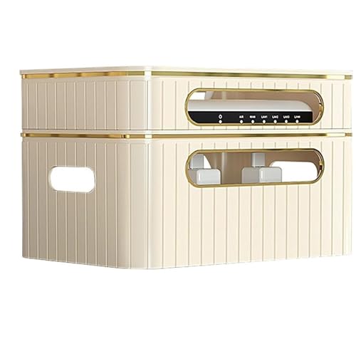 Router-Organisator Wifi Router Hider Box Desktop Kabel Organizer Box Router Organizer Box for Büroboden oder Desktop Für die Wanddekoration(Gold-2-Layer) von SNGUOQ