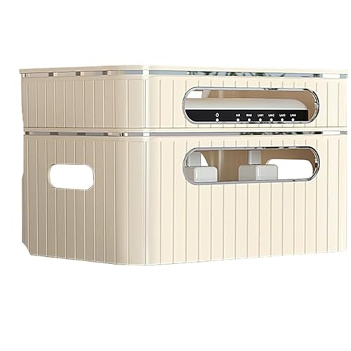 Router-Organisator Wifi Router Hider Box Desktop Kabel Organizer Box Router Organizer Box for Büroboden oder Desktop Für die Wanddekoration(Silvery-2-Layer) von SNGUOQ
