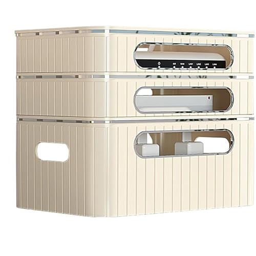 Router-Organisator Wifi Router Hider Box Desktop Kabel Organizer Box Router Organizer Box for Büroboden oder Desktop Für die Wanddekoration(Silvery-3-Layer) von SNGUOQ