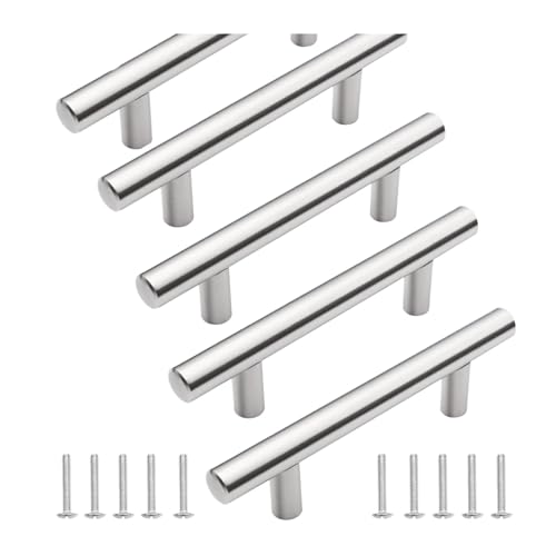SNGUOQ 5 Stück klassische Schrankgriffe, Kommoden- und Schubladengriffe, Badezimmer-Hardware-Griffe, 96 mm Lochmitten Für Küchenschränke, Türgriffe(Silver) von SNGUOQ