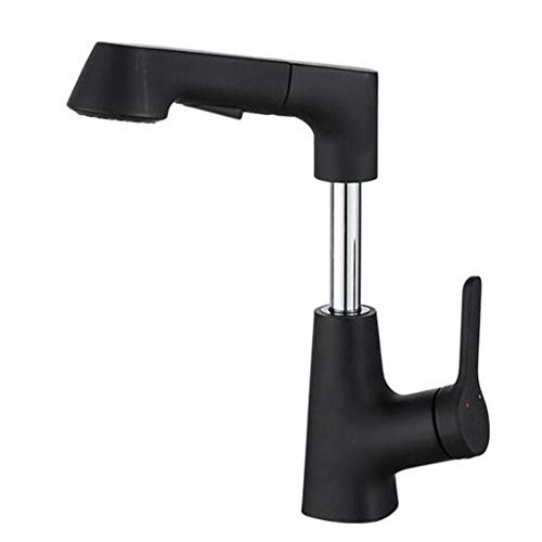 Basin Mixer Tap with Pull Out Spray Bathroom Taps Brass Multifunctional Hot and Cold Lifting Basin Faucet-Black von SNHHNSW
