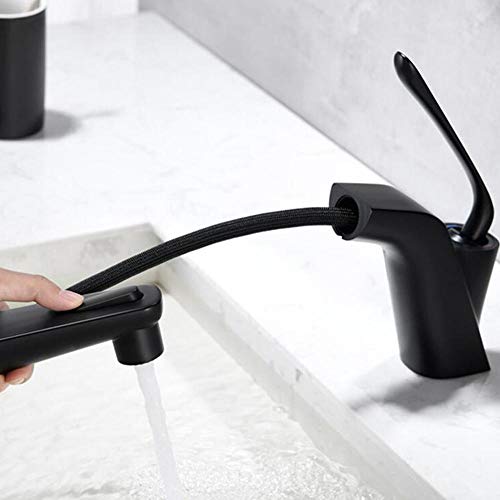 Basin Mixer Tap with Pull Out Spray Bathroom Taps Hot and Cold Brass 2 Functions Bathroom Faucet with Shower Washbasin-Chrome von SNHHNSW
