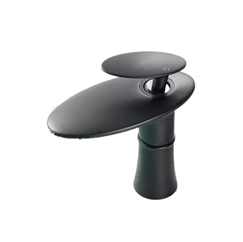 Basin Mixer Taps Waterfall Faucet Toilet Bathroom Cabinet Washbasin Above Counter Basin Full Copper Single Hole Basin Cold and Hot Water Faucet Black, White + Gold High von SNHHNSW