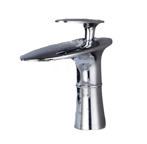 Basin Mixer Taps Waterfall Faucet Toilet Bathroom Cabinet Washbasin Above Counter Basin Full Copper Single Hole Basin Cold and Hot Water Faucet Black, White + Gold High von SNHHNSW