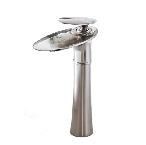 Basin Mixer Taps Waterfall Faucet Toilet Bathroom Cabinet Washbasin Above Counter Basin Full Copper Single Hole Basin Cold and Hot Water Faucet Black, White + Gold High von SNHHNSW
