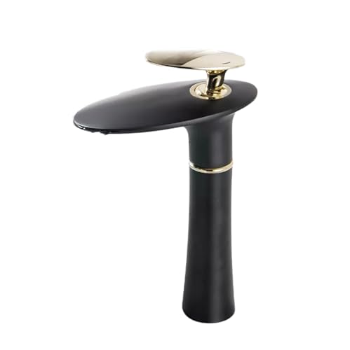 Basin Mixer Taps Waterfall Faucet Toilet Bathroom Cabinet Washbasin Above Counter Basin Full Copper Single Hole Basin Cold and Hot Water Faucet Black, White + Gold High von SNHHNSW