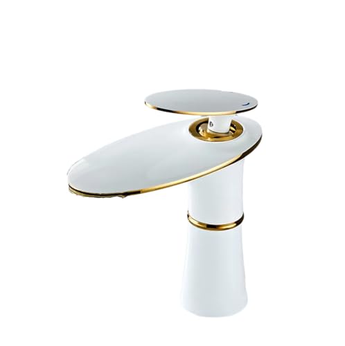Basin Mixer Taps Waterfall Faucet Toilet Bathroom Cabinet Washbasin Above Counter Basin Full Copper Single Hole Basin Cold and Hot Water Faucet Black, White + Gold High von SNHHNSW