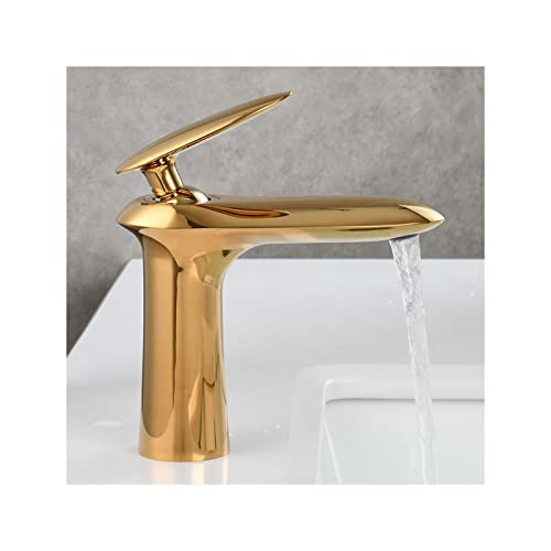 Bathroom Faucet Brass Bathroom Sink Faucet Modern Single Handle Basin Mixer Tap Aerator Lavatory Faucet Double Control of Hot and Cold Water Bathroom Sink Faucet,Brown Patina is hi von SNHHNSW