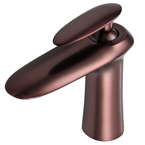 Bathroom Faucet Brass Bathroom Sink Faucet Modern Single Handle Basin Mixer Tap Aerator Lavatory Faucet Double Control of Hot and Cold Water Bathroom Sink Faucet,Brown Patina is hi von SNHHNSW