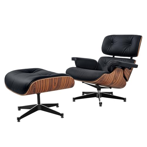 Moderner Fernsehsessel,loungesessel mit hocker,Liegesessel,Ergonomischer Stuhl,Relaxsessel aus Echtleder,Fernsehsessel mit Liegefunktion (Lightly acidified branch & blackish-green peel H 83.8) von SNKBOAT