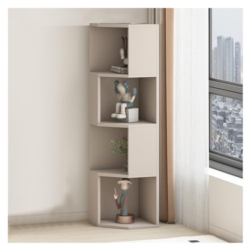 SNMIT Eckbücherregal, Eckbücherregale Mit 4 Ebenen, L-förmiges Hohes Eckregal Mit Trennwänden, Offener Stauraum Aus Massivholz for Das Wohnzimmer Im Home Office(Beige,120x40x40cm) von SNMIT