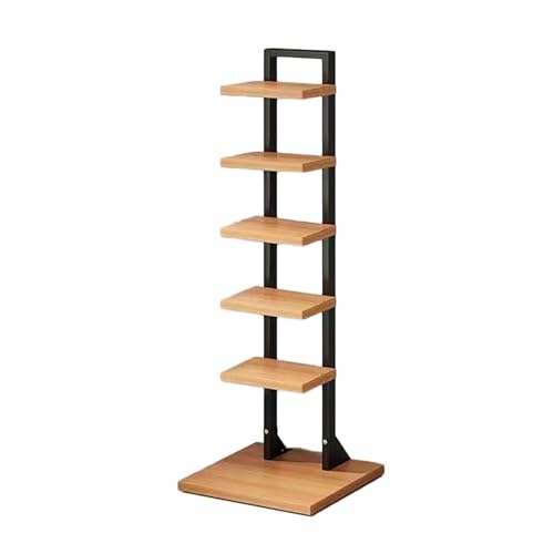 SNMIT Eckbücherregale Mit 8 Ebenen, Eckbücherregal Aus Holz, Bodenstehendes Hohes Eckregal, Freistehende 90°-Aufbewahrung for Kleine Räume Im Arbeitszimmer(Black,6 Tier) von SNMIT