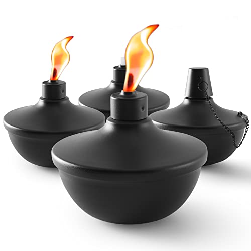 SNOGSWOG 4 Stück Metall-Tischfackeln, Citronella-Fackeln mit Dochten und Abdeckungen, Ersatz-Fackel-Behälter für den Außenbereich, Garten, Terrasse, Rasen, Party, DIY-Gartenfackel-Dekoration von SNOGSWOG