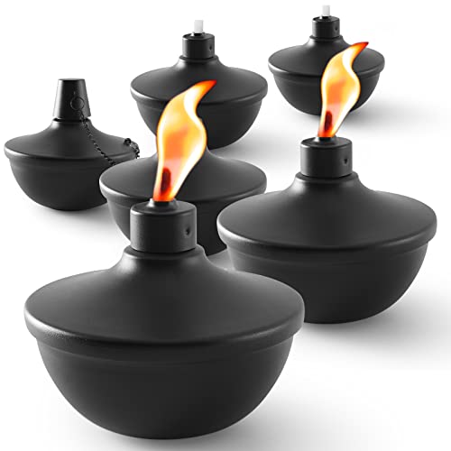 SNOGSWOG 6 Stück Metall Tischfackeln, 625 g Citronella Fackeln für draußen, nachfüllbare Flammenlicht-Taschenlampe, dekorative Tischlaterne für Hof, Terrasse, Deck, Garten, Party, Landschaft von SNOGSWOG