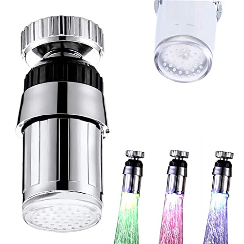 SNOMYRS LED Wasserhahn, Temperaturregelung Wasserdurchfluss LED Küchenarmatur mit 3 Farbwechseln, für Küche und Bad (3 Farben 2PC) (3 Color-1PC-360°-Figure) von SNOMYRS