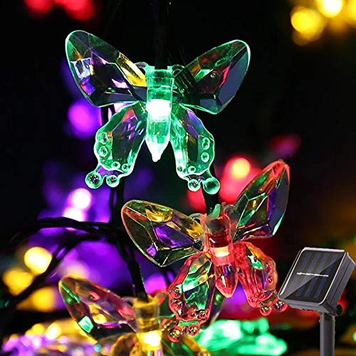 SNOMYRS Solar-Lichterkette für den Außenbereich, 6,4 m 30 LEDs, Solar-Schmetterlingslichter mit 8 Beleuchtungsmodi, für Garten, Hof, Rasen, Party-Dekoration mehrfarbig von SNOMYRS