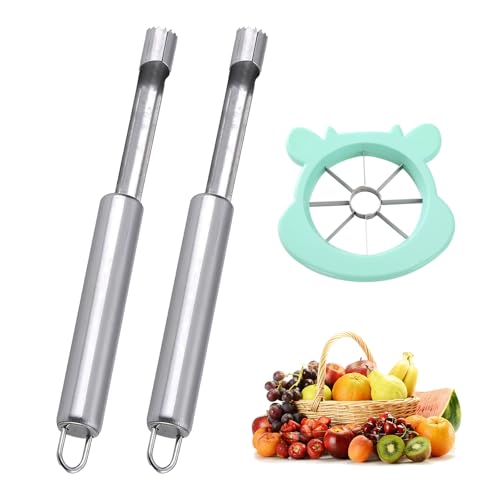 2 Stücke Apfelentkerner Edelstahl Apfelausstecher,Cuisipro Apfelkernausstecher,Leichtes Entfernen Des Kerngehäuses,Geeignet für Birnen,Äpfel und Andere Früchte,mit 1 Fruchtschneider von SNONESIY