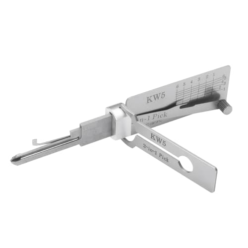 SNONESIY Edelstahl Schlüsseldecoder Master Key Decoder 2-In-1 Lock Pick Präzisionshaken Tonabnehmerkombination（KW5） Silber von SNONESIY