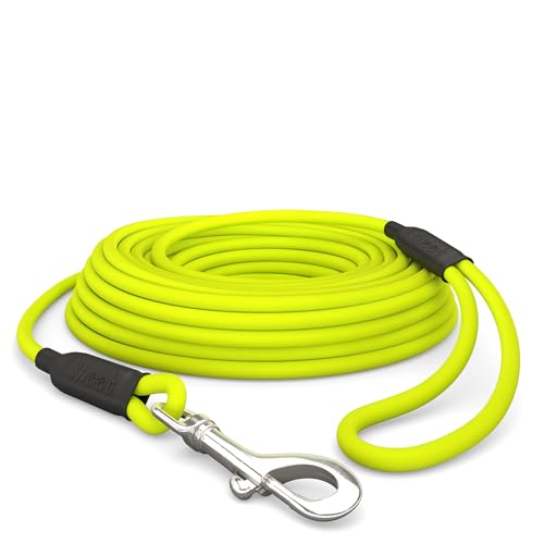 10m Schleppleine Hunde, Wasserfeste Hundeleine Rundleine mit Handschlaufe, Robuste Freilauf-Trainingsleine Neon-Gelb, bis 35kg von SNOOT