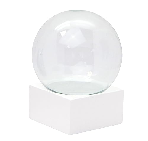 120mm-Do-it-Yourself Schneekugel Bastelset | 1 x Schnee| Glaskugel mit Sockel weiß eckig gerade Pure-Line | B: 120 mm H: 140mm | 40099 von SNOWGLOBE for you - DO IT YOURSELF