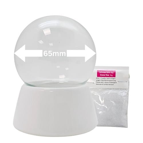 65mm Do it Yourself DIY Schneekugel m. 1 x Schnee | Bastelset mit Glaskugel und Porzellansockel | Schüttelkugel individuell selbermachen | B: 65 mm H: 85mm | 40002 von SNOWGLOBE for you - DO IT YOURSELF