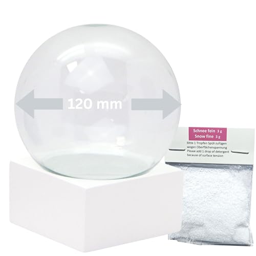 Bastelset DIY Schneekugel | Do it Yourself mit Glaskugel und Polyresinsockel weiß eckig mit 1 x Schnee | 120mm Durchmesser - individuell Schüttelkugel | Glitzerkugel selbermachen | 40099 von SNOWGLOBE for you - DO IT YOURSELF