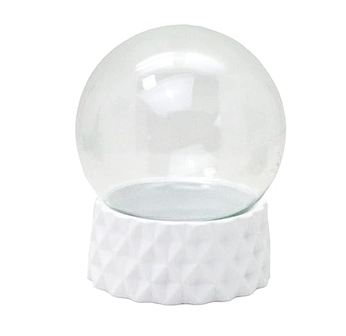 Bastelset DIY Schneekugel Do it Yourself mit Glaskugel und Polyresinsockel weiß rund kubisch – 100mm Durchmesser - individuell Schüttelkugel Glitzerkugel * 40105 von SNOWGLOBE for you - DO IT YOURSELF
