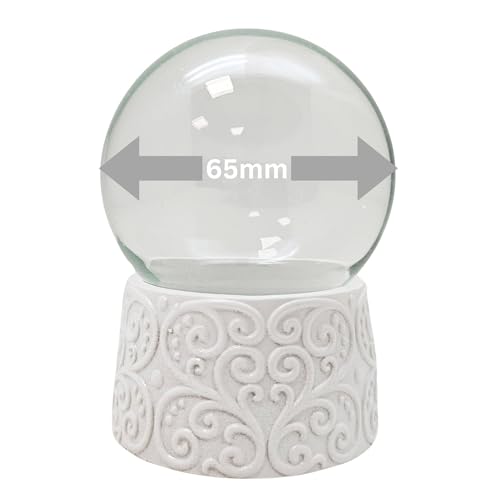 Snowglobe-for-You | Personalisierte Schneekugel selber Machen | Schüttelkugel selber Machen | Glaskugel und weißer Sockel mit Ornament-Relief | 65mm Durchmesser | 70015 von SNOWGLOBE for you - DO IT YOURSELF