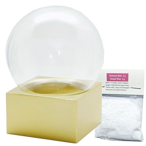 Bastelset DIY Schneekugel mit 1 x Schnee | Do it Yourself mit Glaskugel und Goldsockel eck | 100mm Durchmesser Höhe: 120mm | 40070 von SNOWGLOBE for you - DO IT YOURSELF