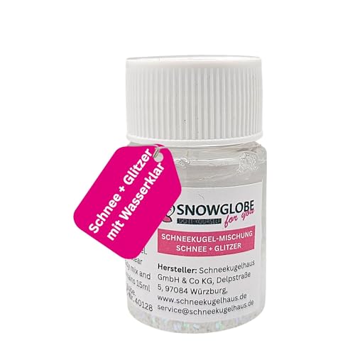 Fertigmischung mit Wasserklar und Schnee + Glitzer | für Bastelset DIY Schneekugel Do it yourself | 15 ml Inhalt | 40128 von SNOWGLOBE for you - DO IT YOURSELF