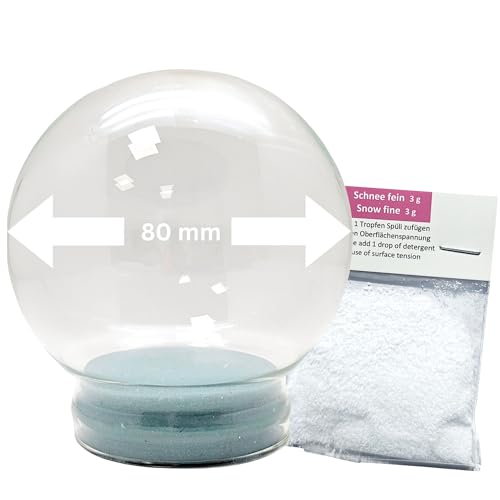 Bastel-Schneekugel Ersatzglas m. 1 x Schnee | DIY Ersatzglas | Schneekugel reparieren | 80mm Durchmesser | 40003 von SNOWGLOBE for you - DO IT YOURSELF