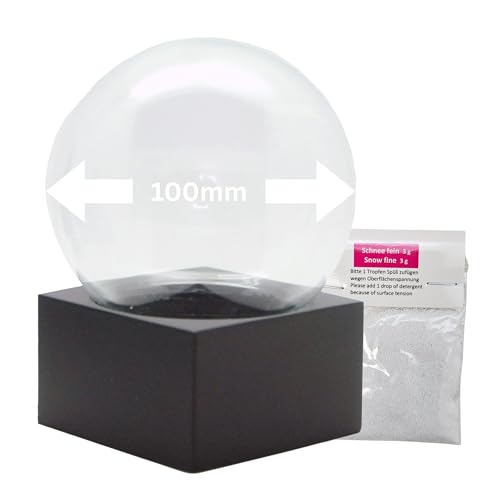 Snowglobe for You | Bastelset DIY Schneekugel mit 1 x Schnee | Do it Yourself mit Glaskugel und Polyresinsockel | schwarz eckig | 100mm Durchmesser | Schüttelkugel individuell | 40067 von SNOWGLOBE for you - DO IT YOURSELF